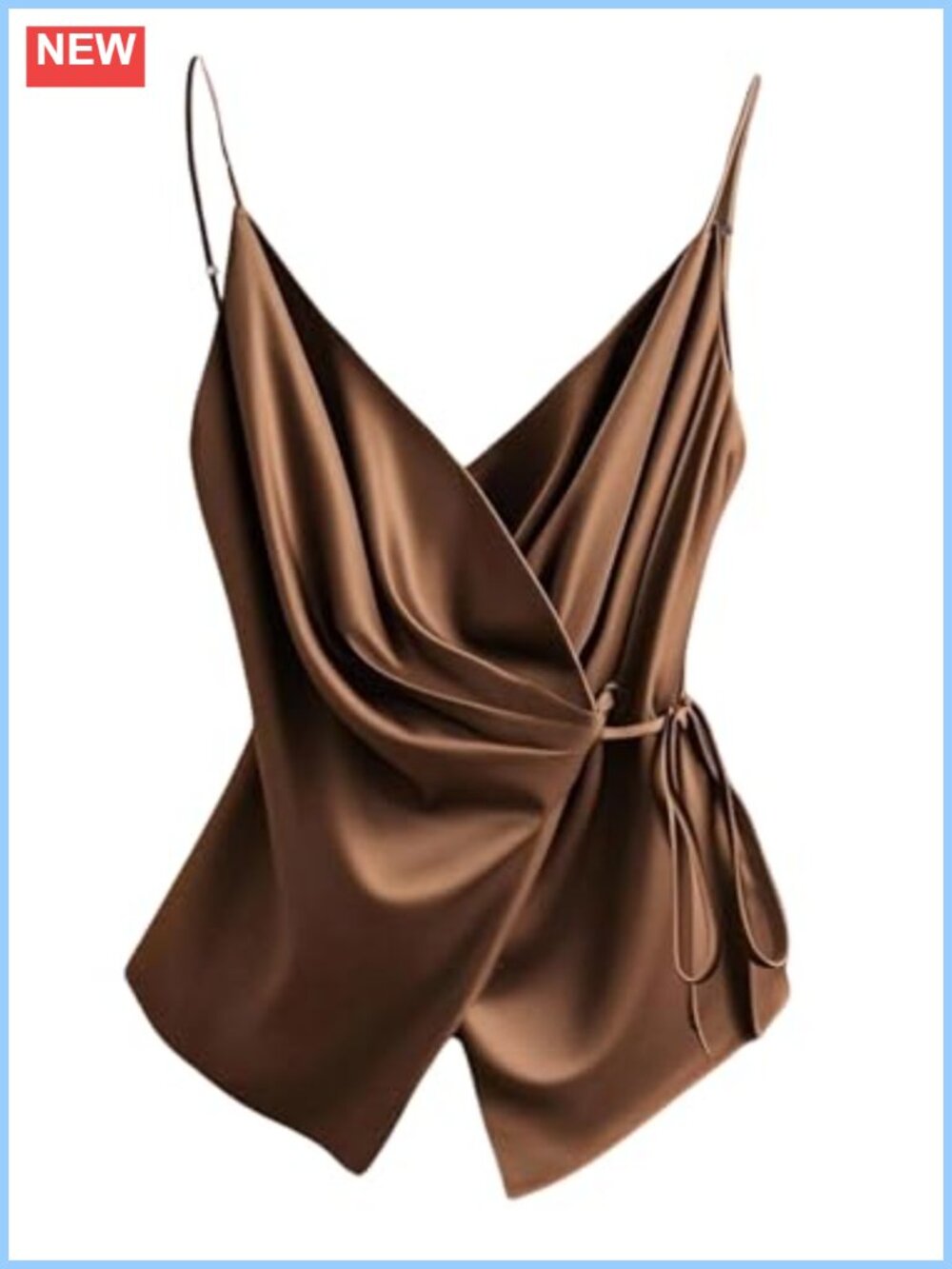 Women's Tie Side Wrap Camisole V Neck Spaghetti Strap Sleeveless Blouse